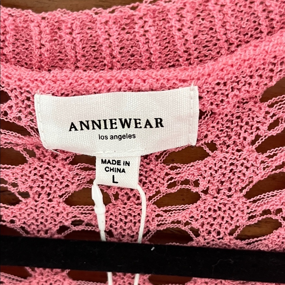 Anniewear Vibrant Pink Open-Knit Cardigan NWT - Picture 3 of 9